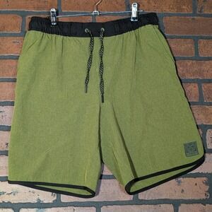Dixxon‎ Men's M Olive Green Athletic Workout Shorts Drawstring Elastic Waist